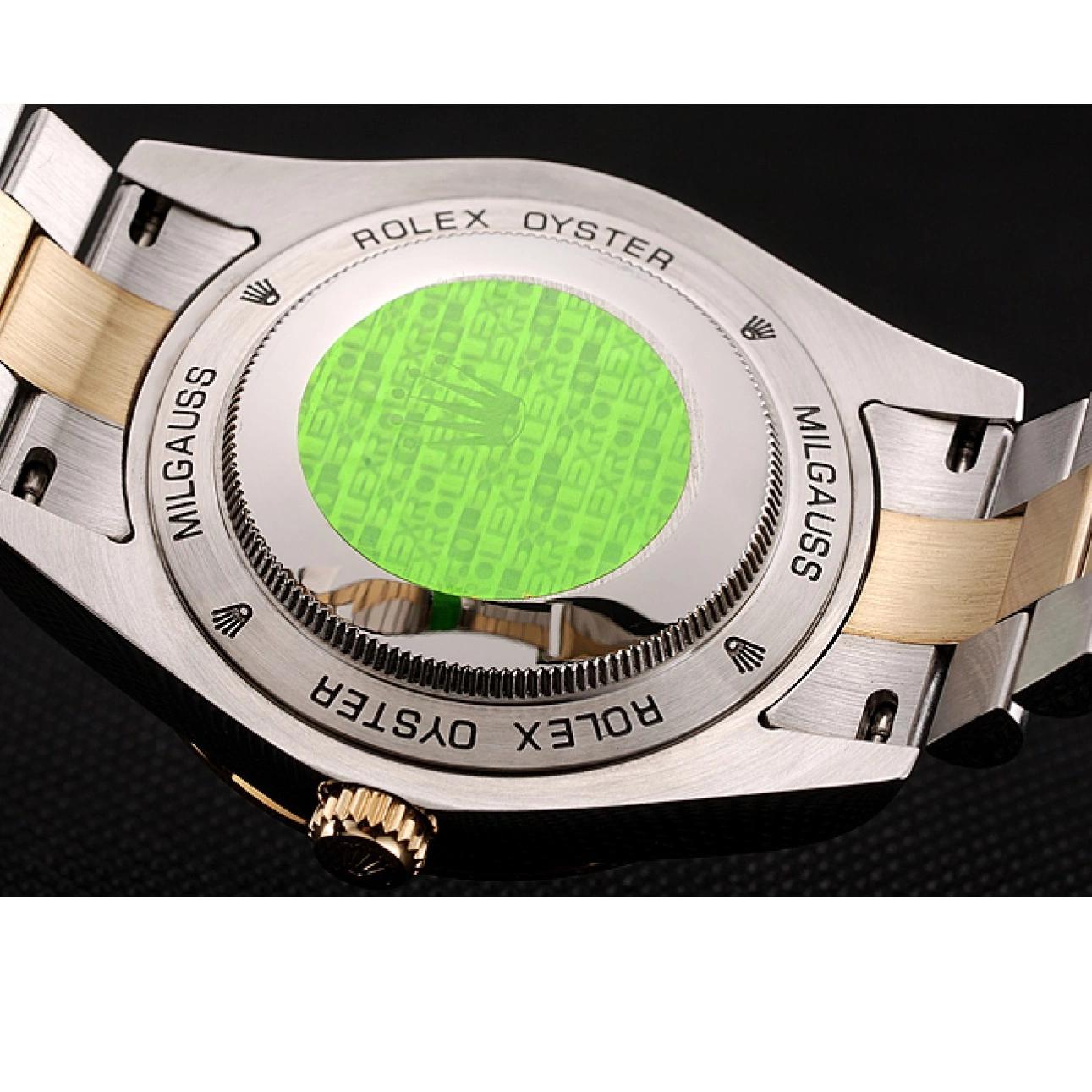 Aaa fake watches Stainless 1453975 Two Bracelet Swiss Gold Dial Steel Tone Case Day-Date Rolex Diamond Black 0806
